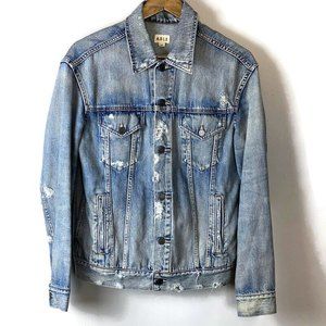 ABLE Women's Medium Wash Denim Jean Long Sleeve Jacket Size M Distressed Merly